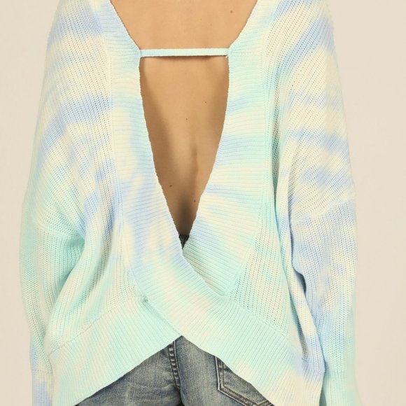 NWT Vintage Havana Swirl Tie Dye Criss Cross Open Back Top - Picture 3 of 4